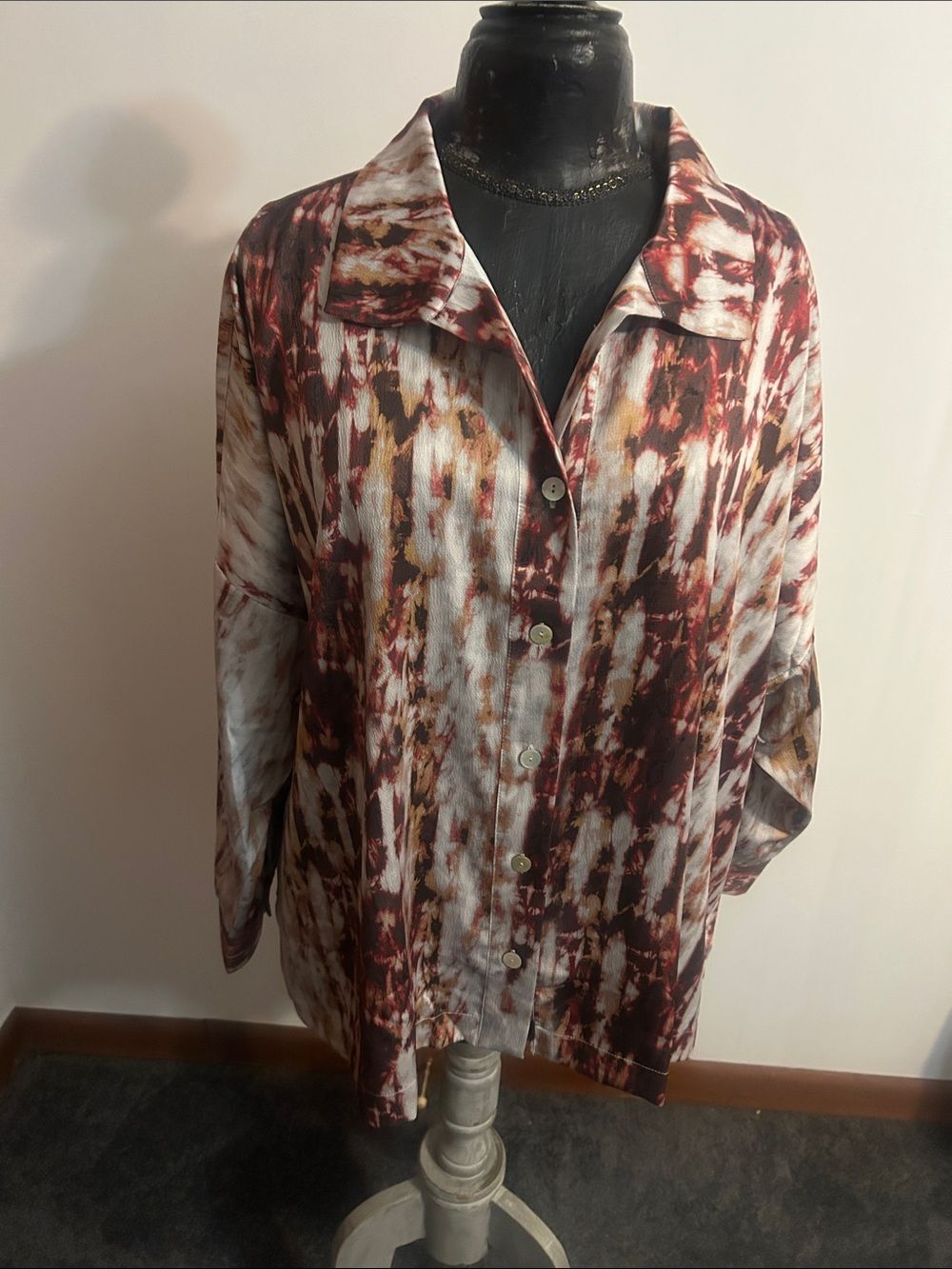 Wynne Layers Casual Button-Up Shirt in Brown and Cream